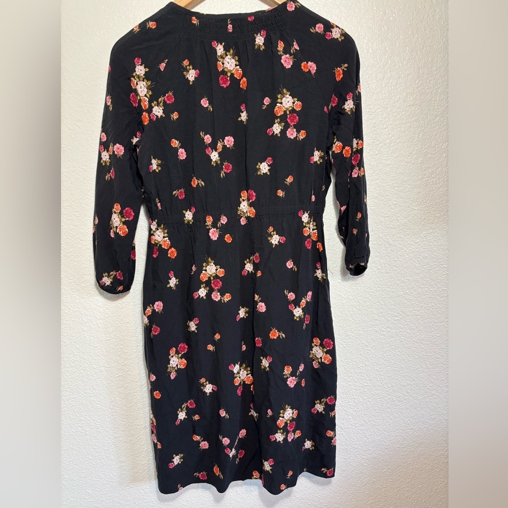 J Jill Black w Floral Button Down Dress Pockets Size XS | cottage core | dainty - Picture 2 of 9